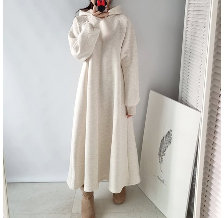 에이나인 벨라 데일리 플레어 후드 롱원피스 루즈핏