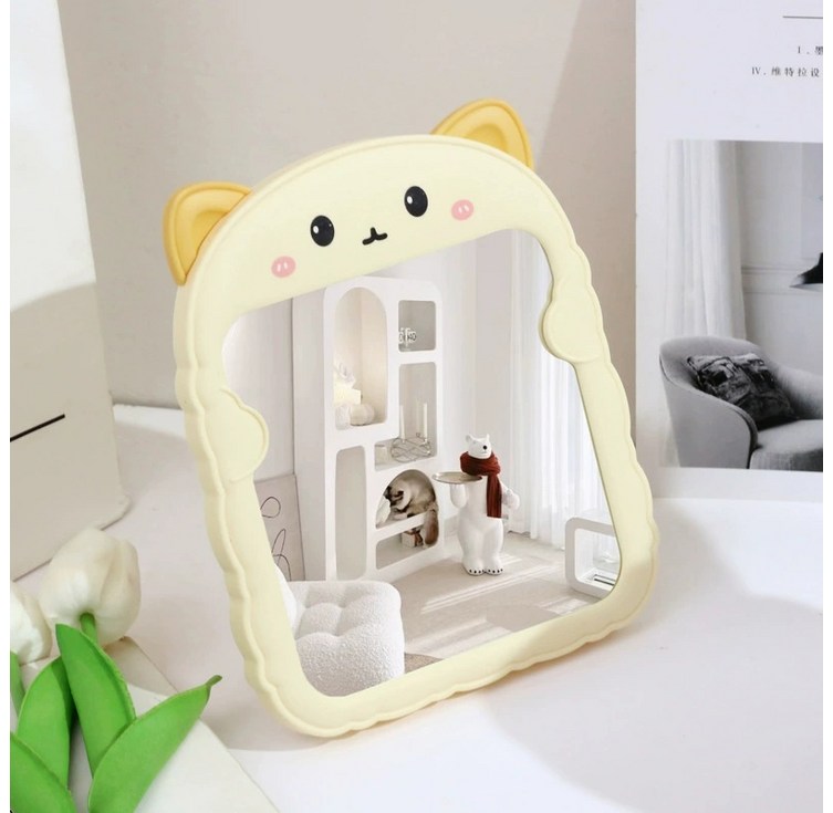 마카롱 배색컬러 탁상 거울, 라이트옐로우