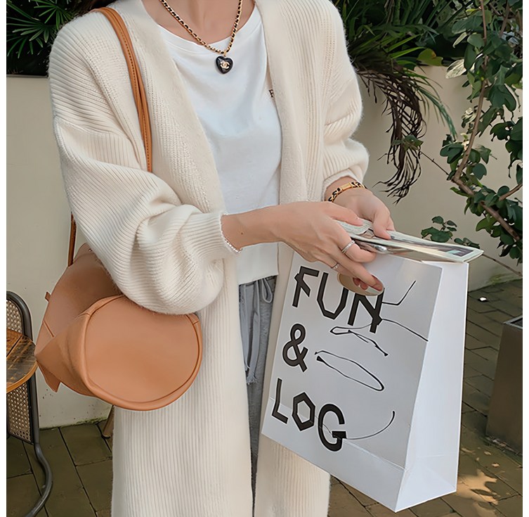 여성용 마켓에이 퍼프 슬리브 루즈 롱 가디건 R