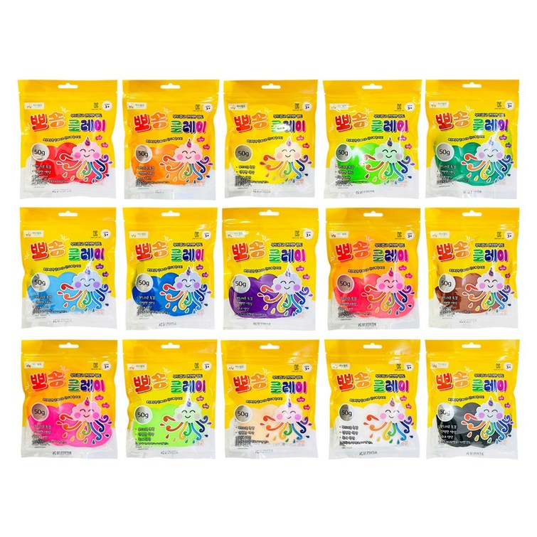 티니월드 뽀송클레이 50g 15색 세트, 1개 티니월드 뽀송클레이 50g 15색 세트, 1개